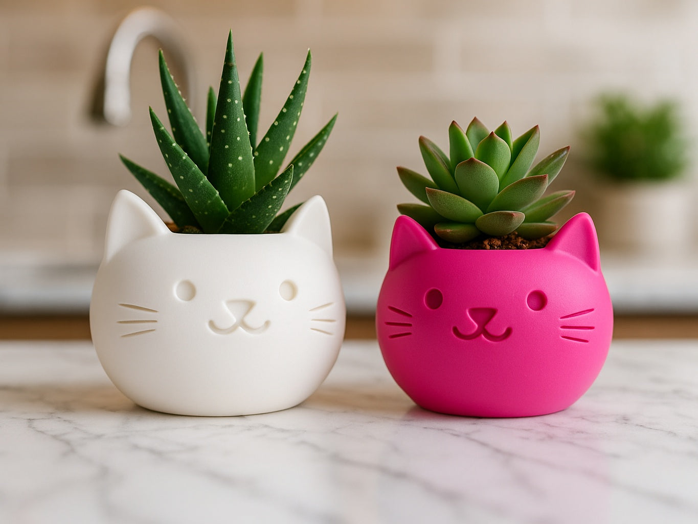 Cat Vase Cute Succulent Planter Desk Decor